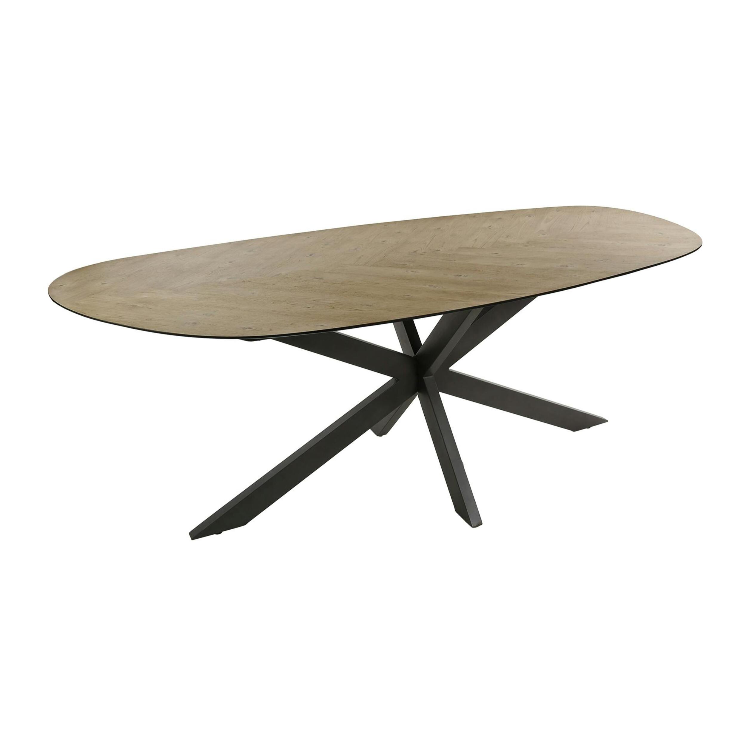 Table à manger bords ronds motif chevron, teck recyclé 215 cm MAYA