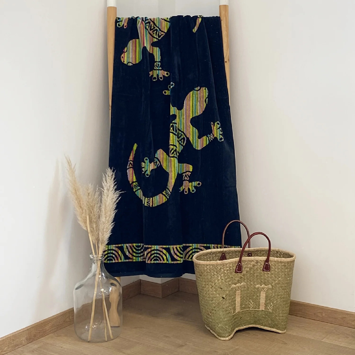 Serviette de plage éponge velours Jacquard Irvine 75x150
