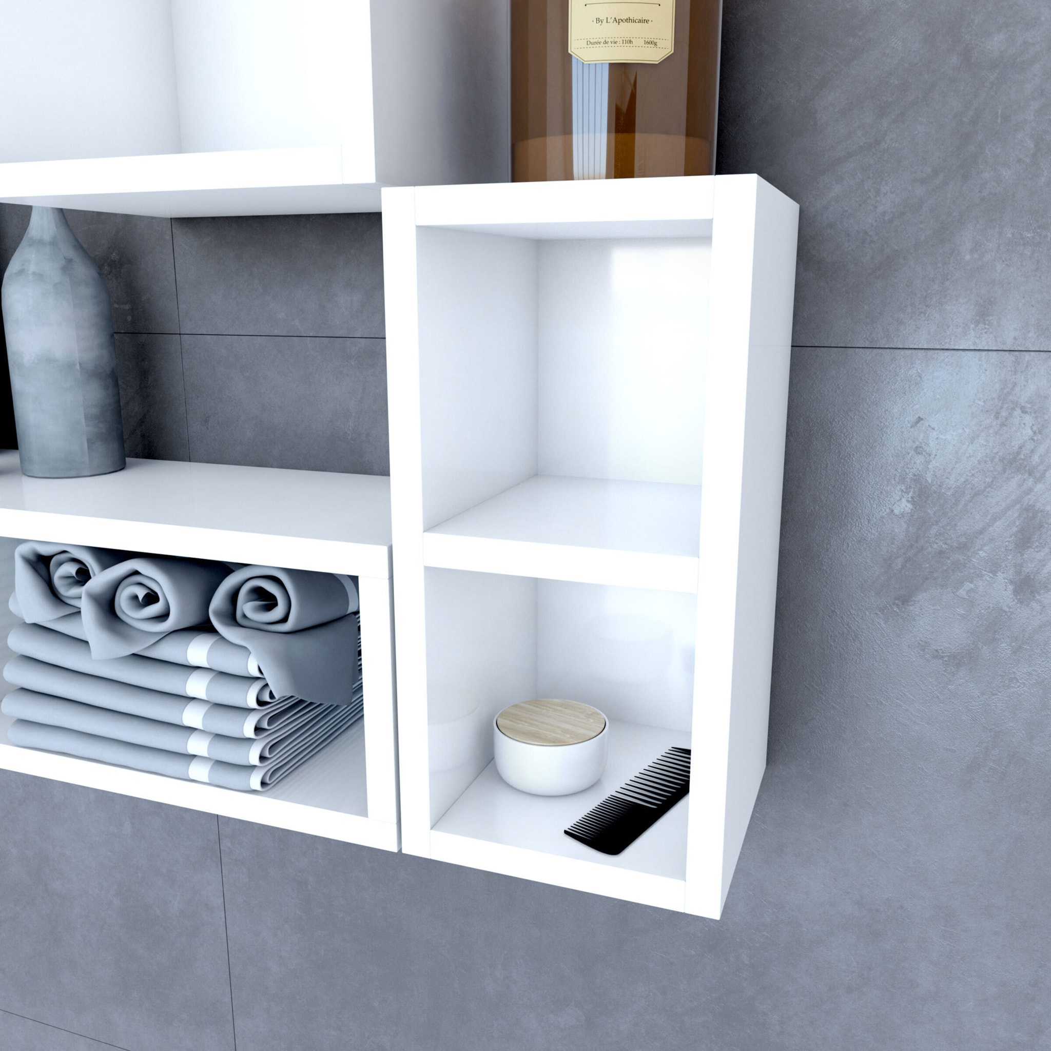 Etagère murale 40x20x20cm blanche de rangement 2 emplacements - PERSONALYZ DUO