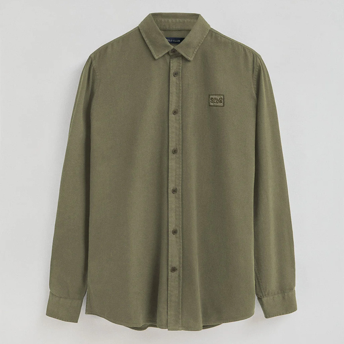 Camisa verde militar de corte regular con logo Polo Club