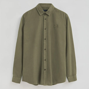 Camisa verde militar de corte regular con logo Polo Club