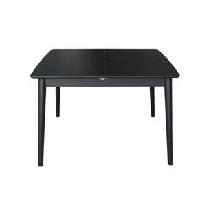 Table à manger rectangulaire extensible bois d'hévéa et placage chêne noir 4-6 places - 110/140 x 100 x 75 cm - Lina