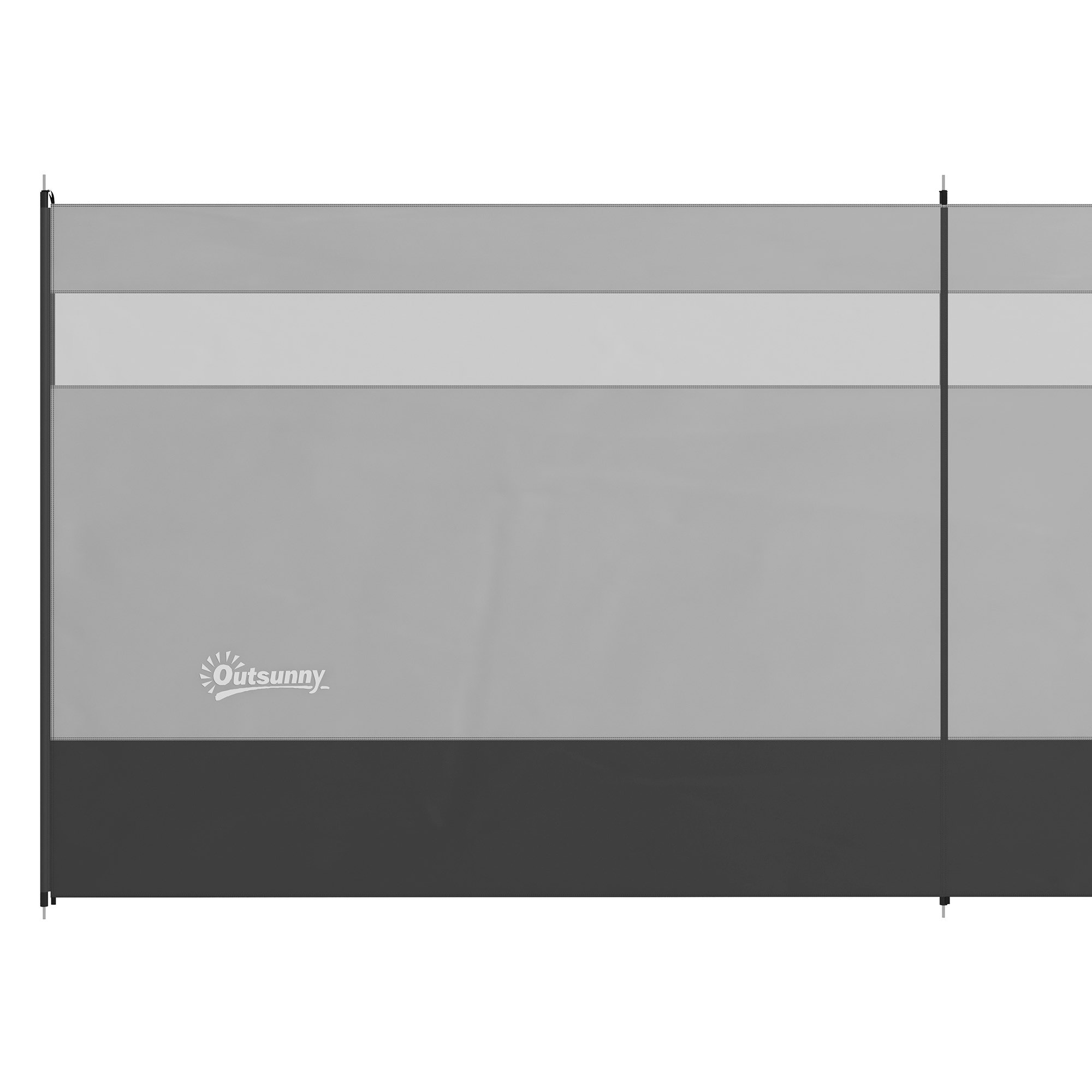 Paravent brise-vue camping plage portable pliable avec sac de transport et poteaux acier dim. 725L x 140H cm gris