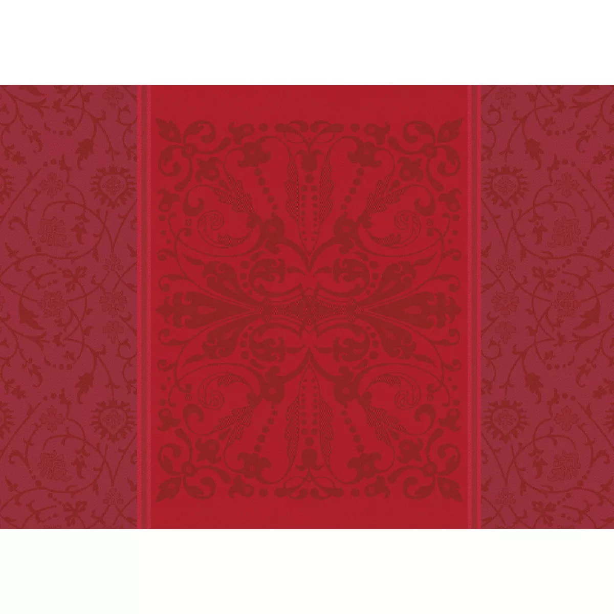 Set pur coton anti tache motif jacquard Cassandre grenat