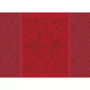 Set pur coton anti tache motif jacquard Cassandre grenat