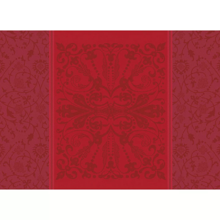 Set pur coton anti tache motif jacquard Cassandre grenat