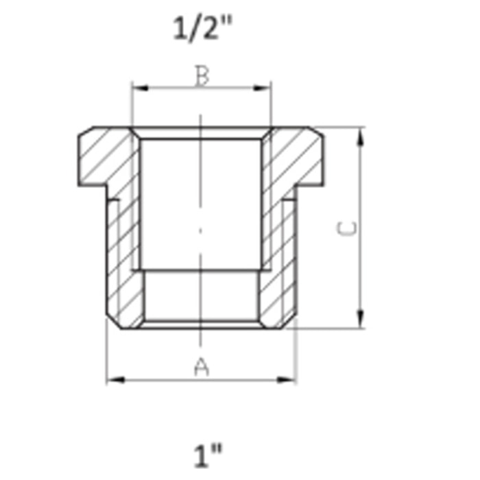 Adaptateur/ réducteur IPS KalyxX en laiton 1" à 1/2" (2330.01)