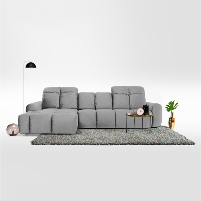 Canapé d'Angle Gauche Tissu Anacapri, 3 Places, Repose-têtes Ajustables, Style Contemporain