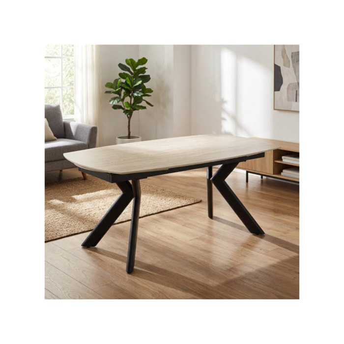 Table extensible 180 à 260 cm ovale en céramique effet travertin - SYDNEY