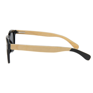 Gafas de sol OCEAN ILLINOIS - Frente negro brillante con patillas de arce en forma de d y / Ahumada