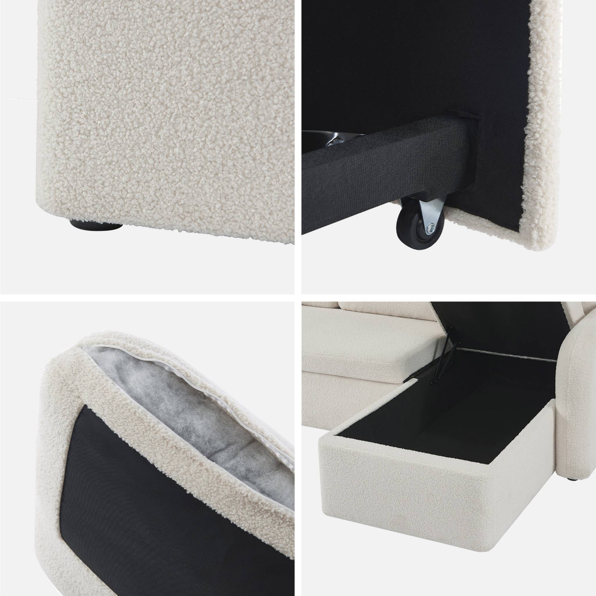 Canapé convertible réversible 3 places lignes arrondies bouclette avec coffre MILANO