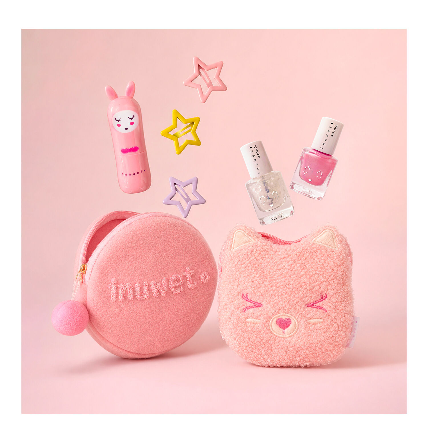 Sweet Winter - Trousse Mini Pompon Baume à Lèvres + 3 Barrettes Étoile à Clip