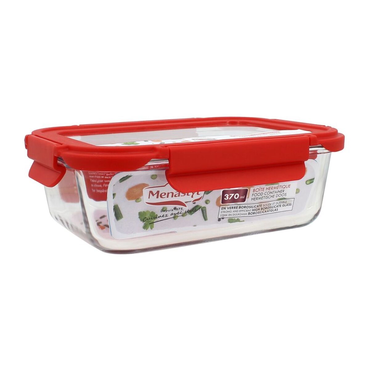 Boîte hermétique rectangle 370ml en verre CRISTAL