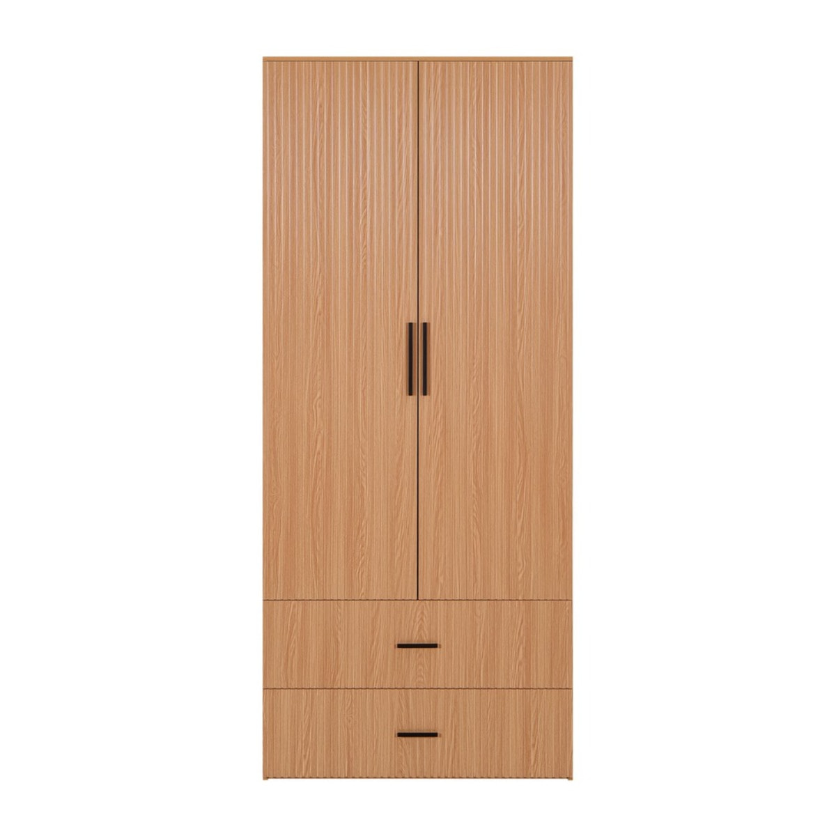 Armadio contenitore 2 ante rovere con maniglie nere 87x54x210 cm - Trama