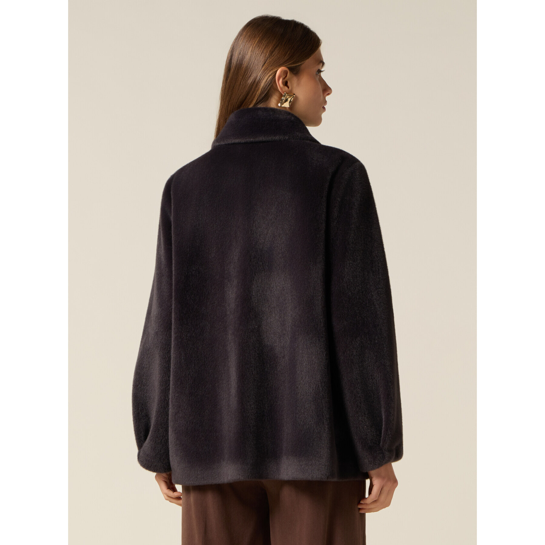 Oltre - Cappotto corto in tessuto morbido - Nero