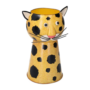 Portavaso in latta leopardo cmø20h30