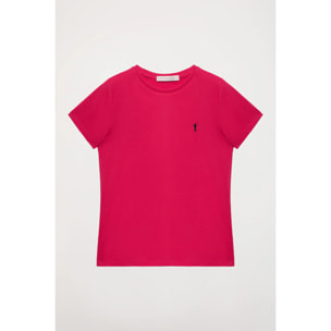 Maglietta basic fucsia a maniche corte con logo Rigby Go