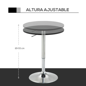 Mesa de Bar Regulable en Altura con Base Antideslizante Ø60x69-93 cm Negro