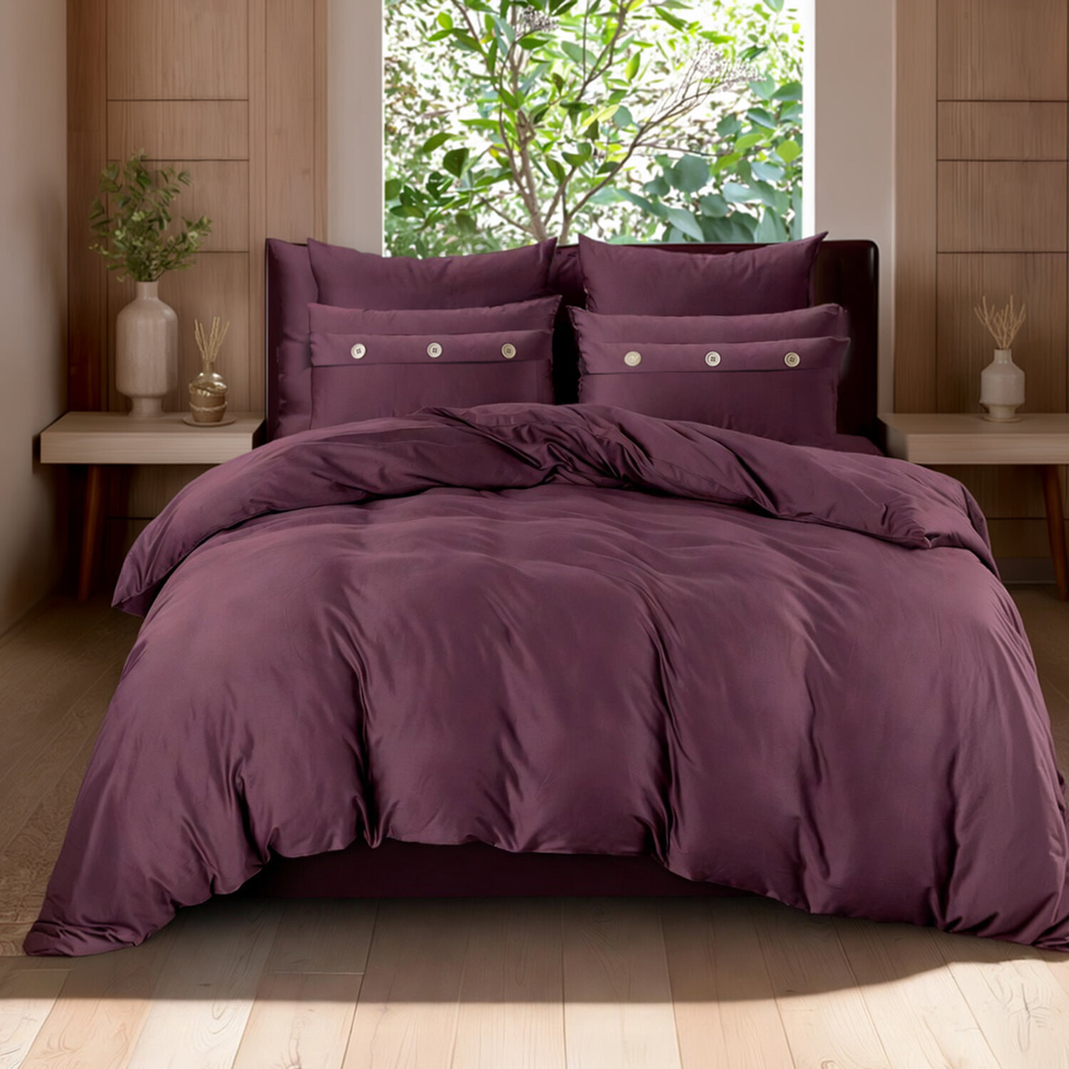 Housse De Couette 57 Fils Prune Violet