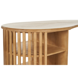 Ilot - table de bar avec rangements en bois clair manguier massif H90 cm LOBIO