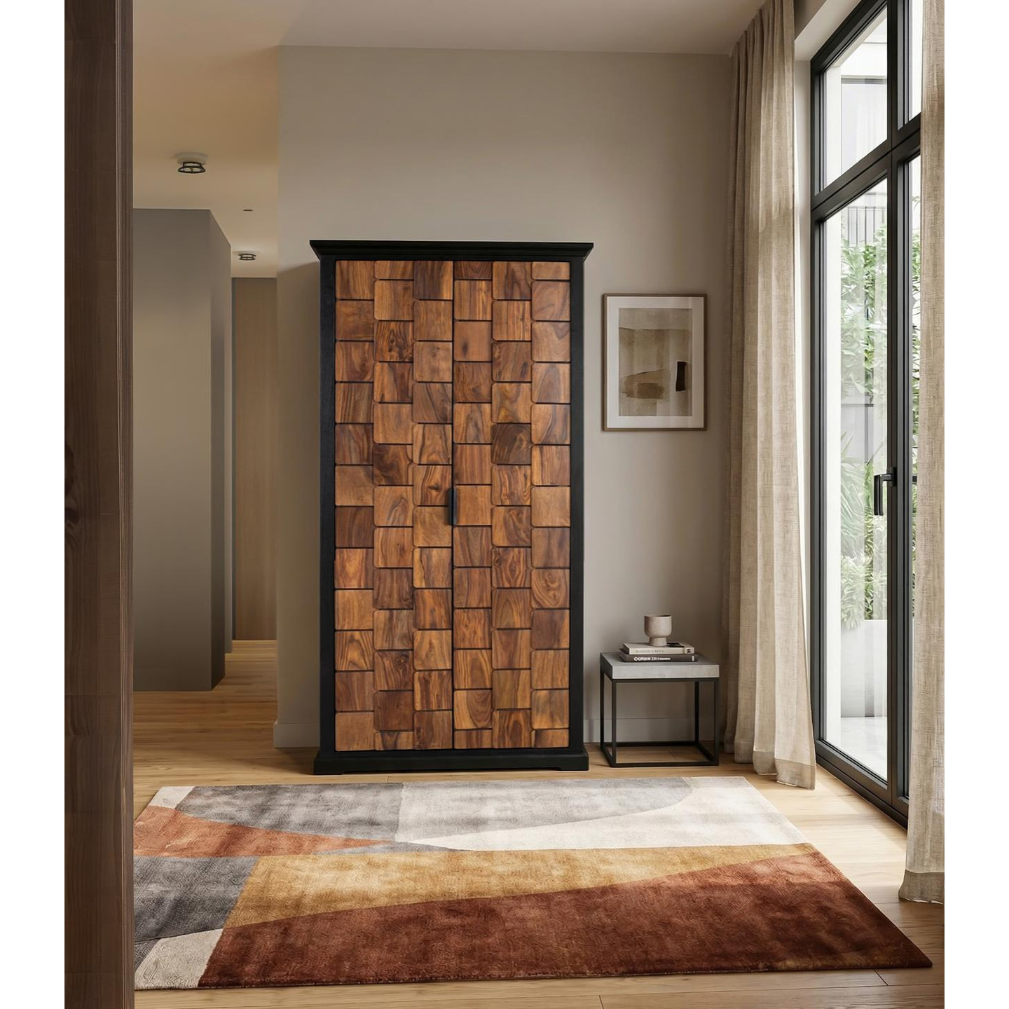 Armario de Madera de Mango, Palisandro 95 Cm Estilo Contemporaneo