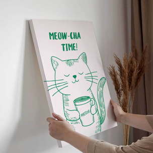 Tableau chat et matcha Toile imprimée