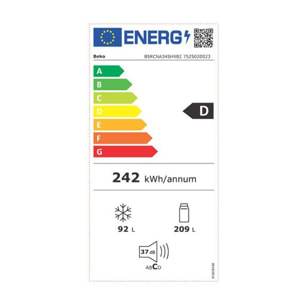 Réfrigérateur combiné BEKO B5RCNA345HXB2