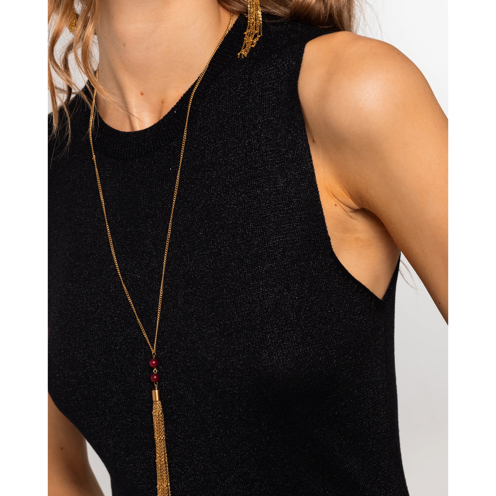 Vestido largo de punto con brillo