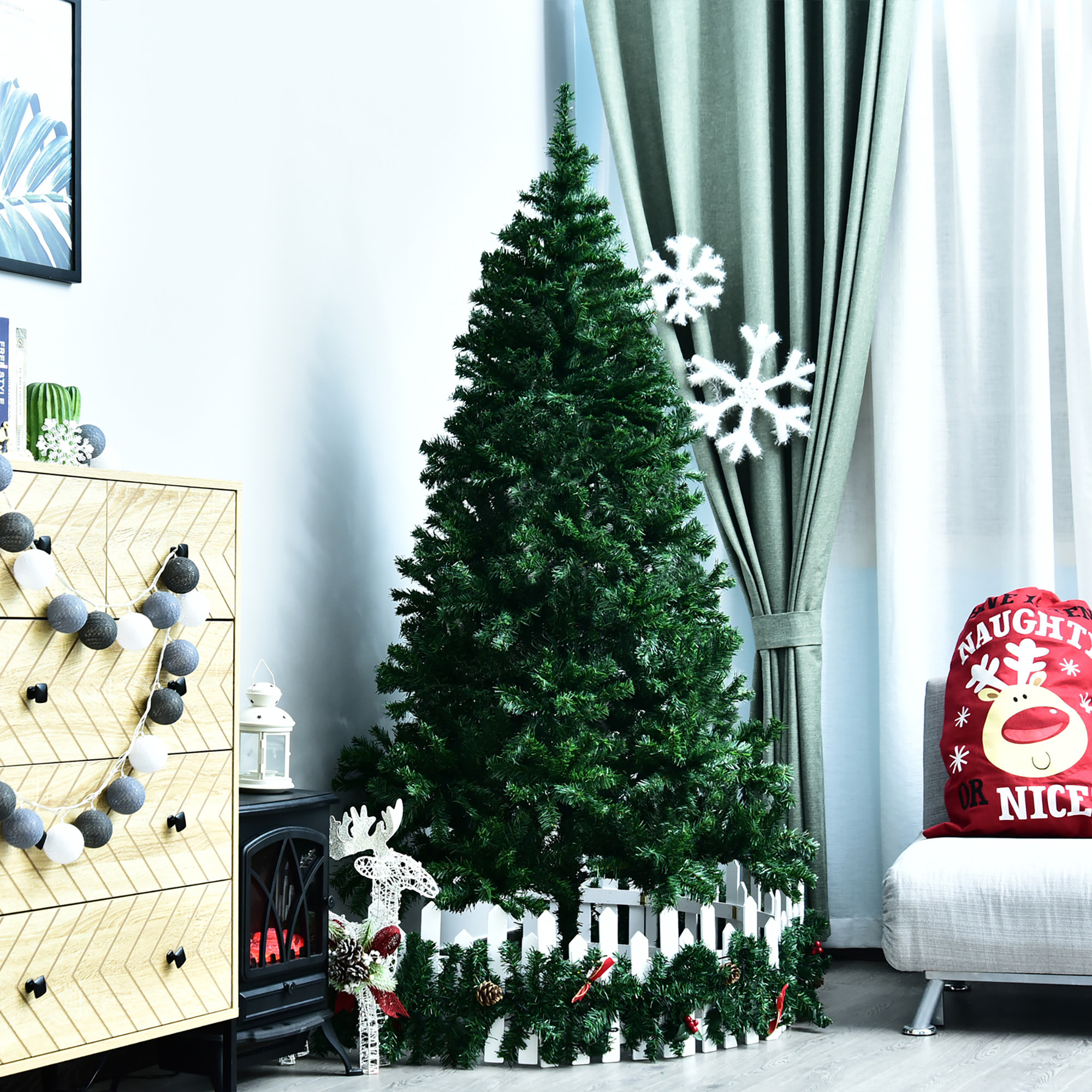 Homcom Albero di Natale Artificiale 180cm 1000 punte Folto e Realistico Verde Ð¤102cm