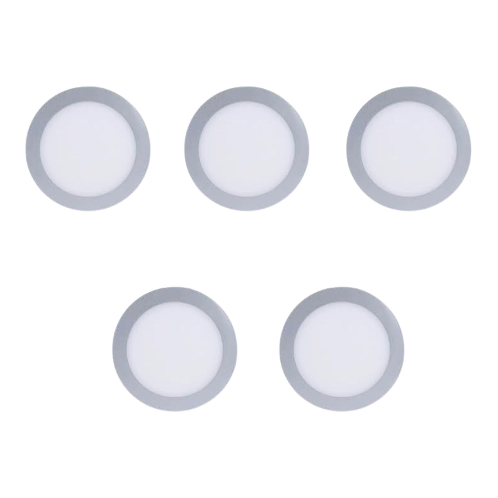 FORLIGHT Easy Circular - 5 Downlights con LED integrado 6000K para iluminar hacia abajo ON/OFF ø22,5cm Color Gris