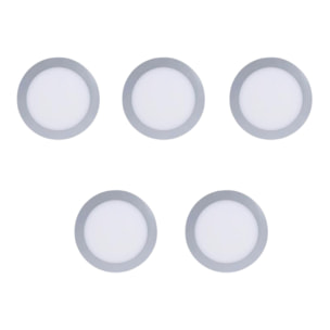 FORLIGHT Easy Circular - 5 Downlights con LED integrado 6000K para iluminar hacia abajo ON/OFF ø22,5cm Color Gris