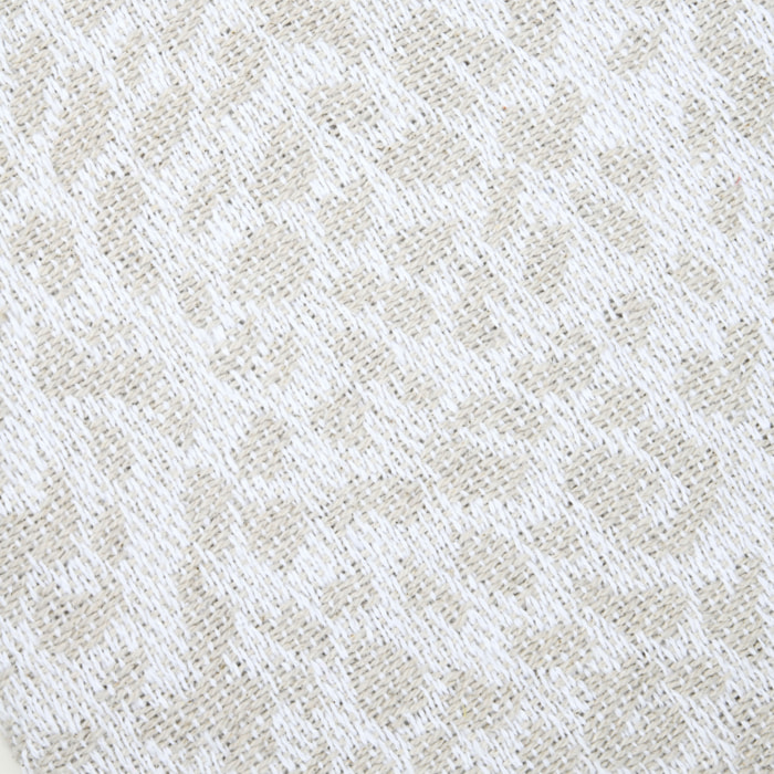 Plaid en coton à motif léopard tissé et franges - Naturel