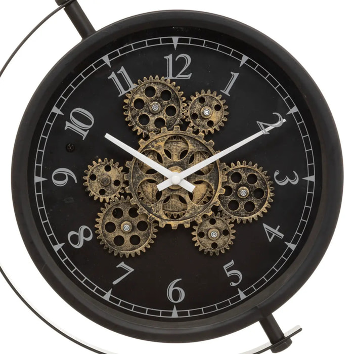 Horloge à poser - métal et verre - noir - H40 cm