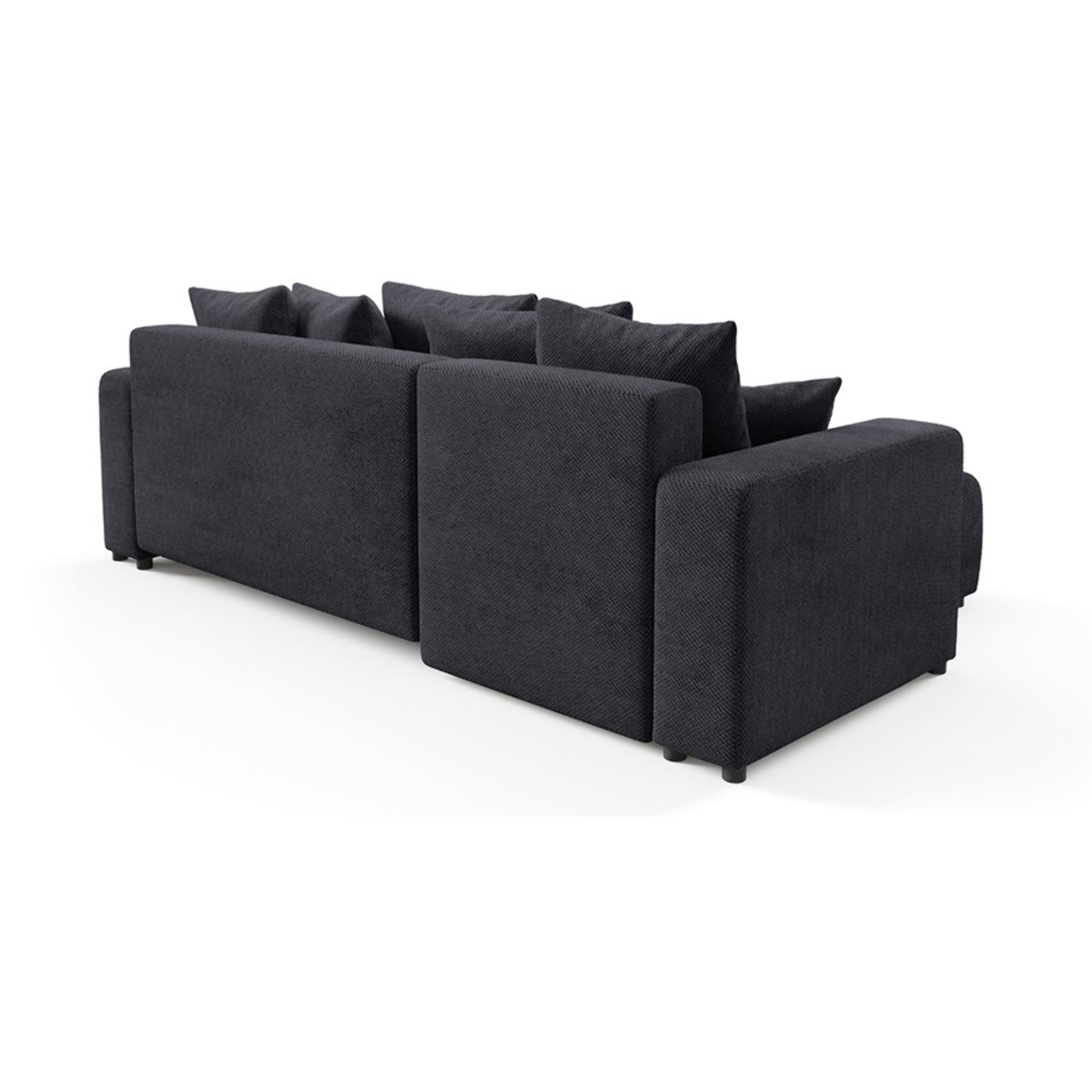 GLORIA - Canapé d'angle gauche convertible 4 places en tissu noir