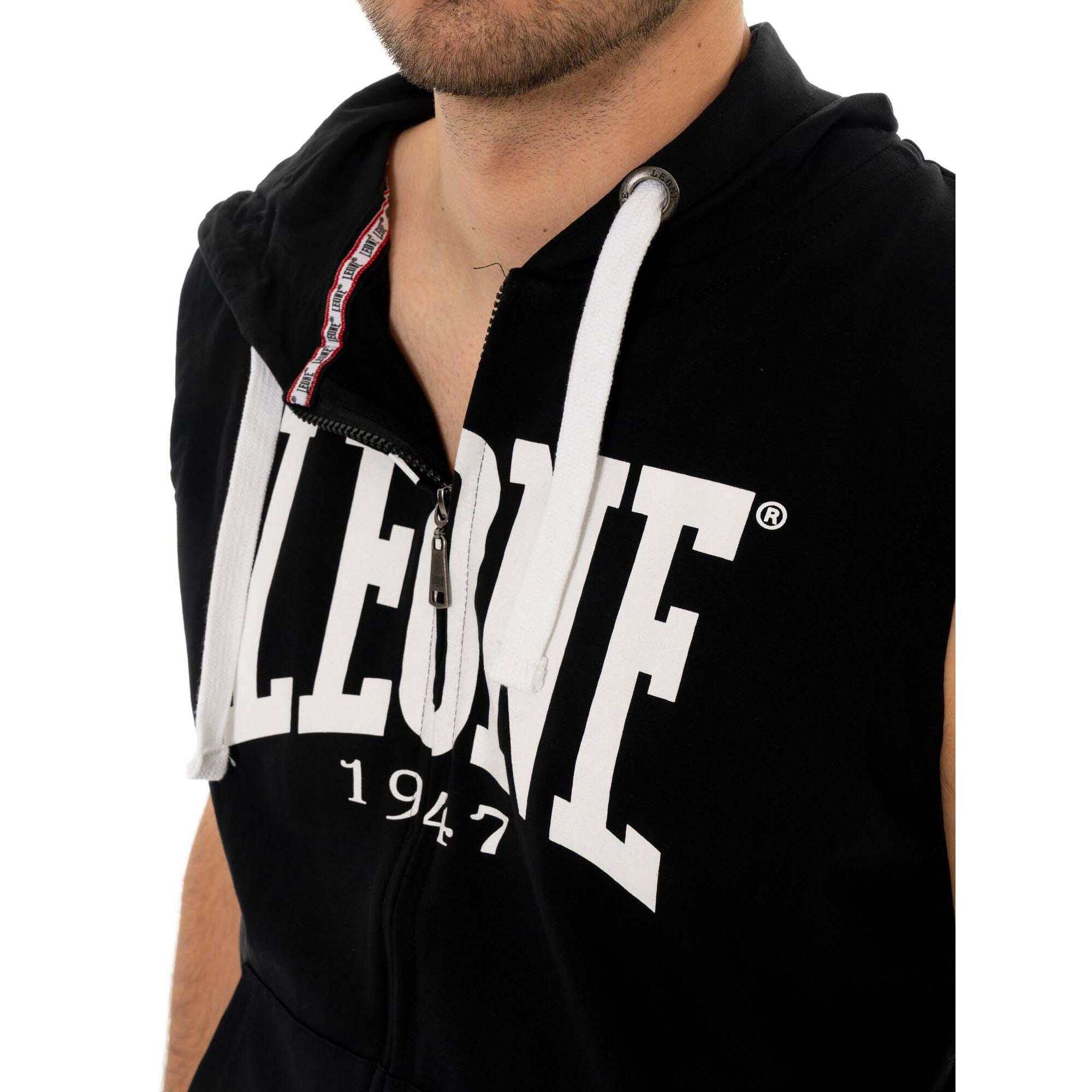 Felpa da uomo con cappuccio e zip senza maniche non felpata Leone Basic
