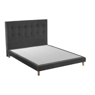 Ensemble matelas mémoire de forme MEMORIA + sommier + tête de lit, chenille bouclettes Gris anthracite