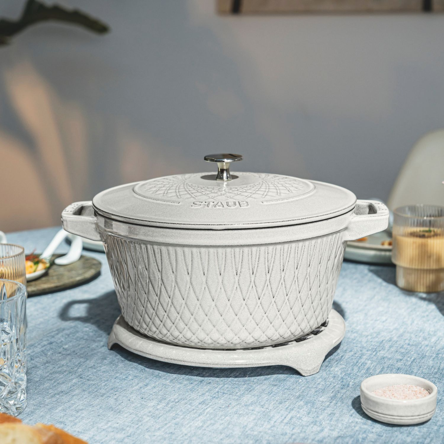 Cocotte twister 20 cm, Rond(e), Truffe blanche, Fonte