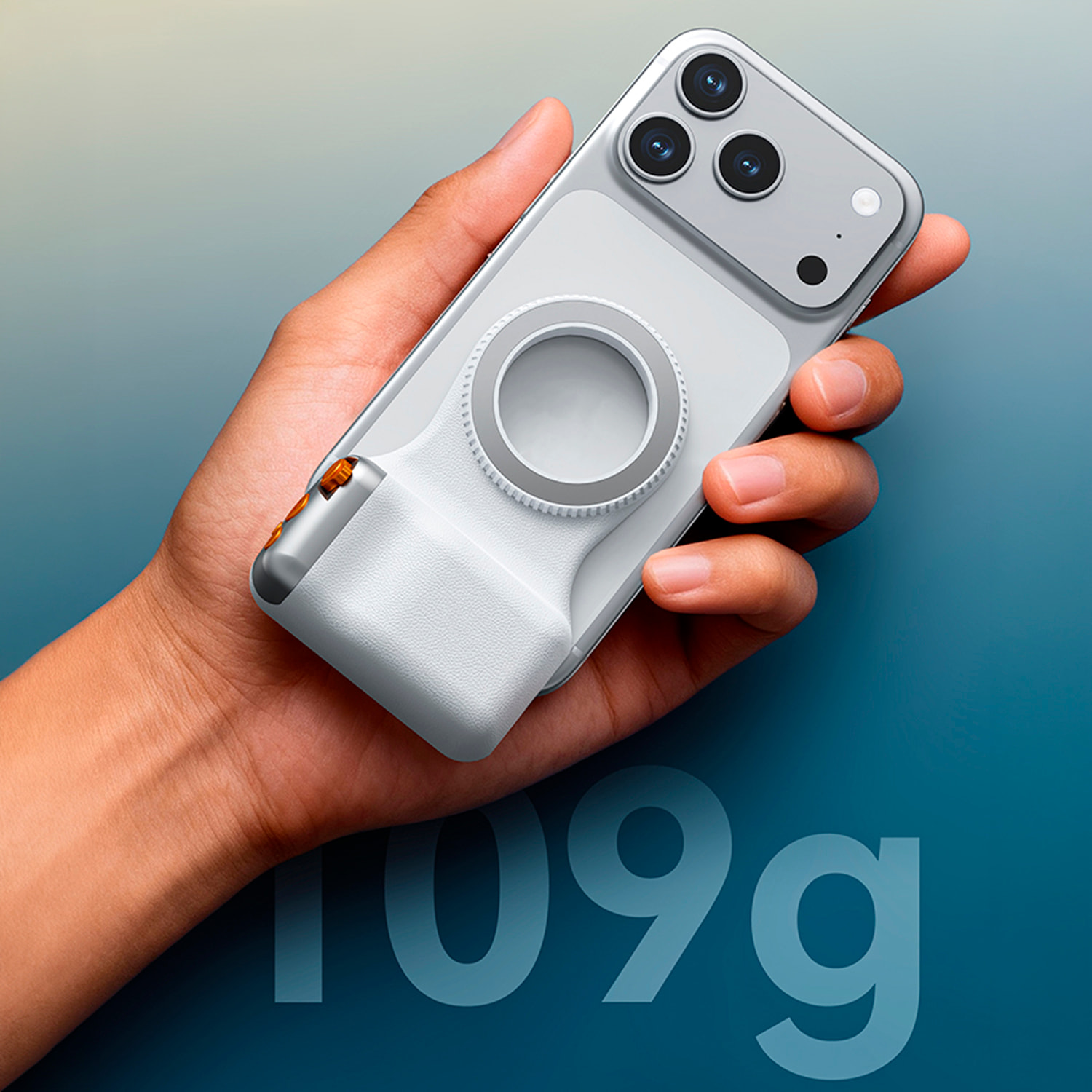 Mango fotográfico magnético para smartphone, control de zoom, botón selfie y disparador. Con conexión Bluetooth y anillo magnético incluido.