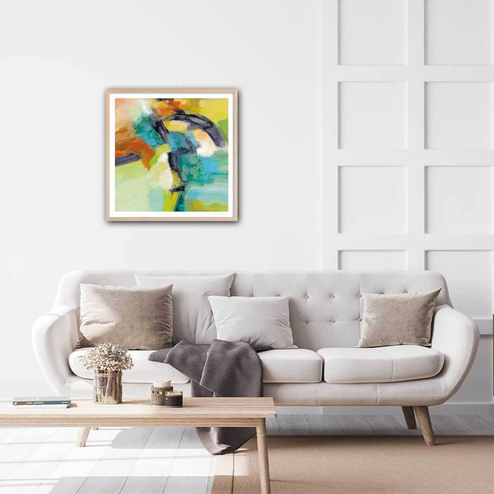 Poster Arc en ciel sur l'asphalte Affiche + cadre en bois - Chêne