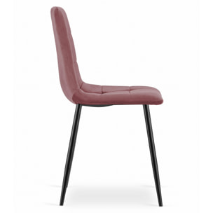 Sedia Kara in velluto rosa antico con gambe nere