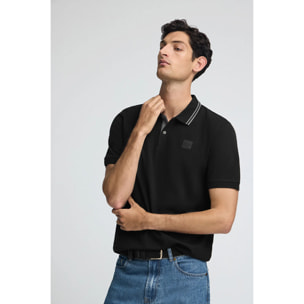 Polo negro de piqué con parche Polo Club