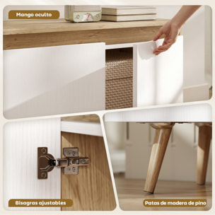 Mueble de TV, Mesa de TV para Salón, con 3 Puertas, para Televisión de 55 Pulgadas, Estilo Moderno, 120x35x45,5 cm, Roble y Blanco