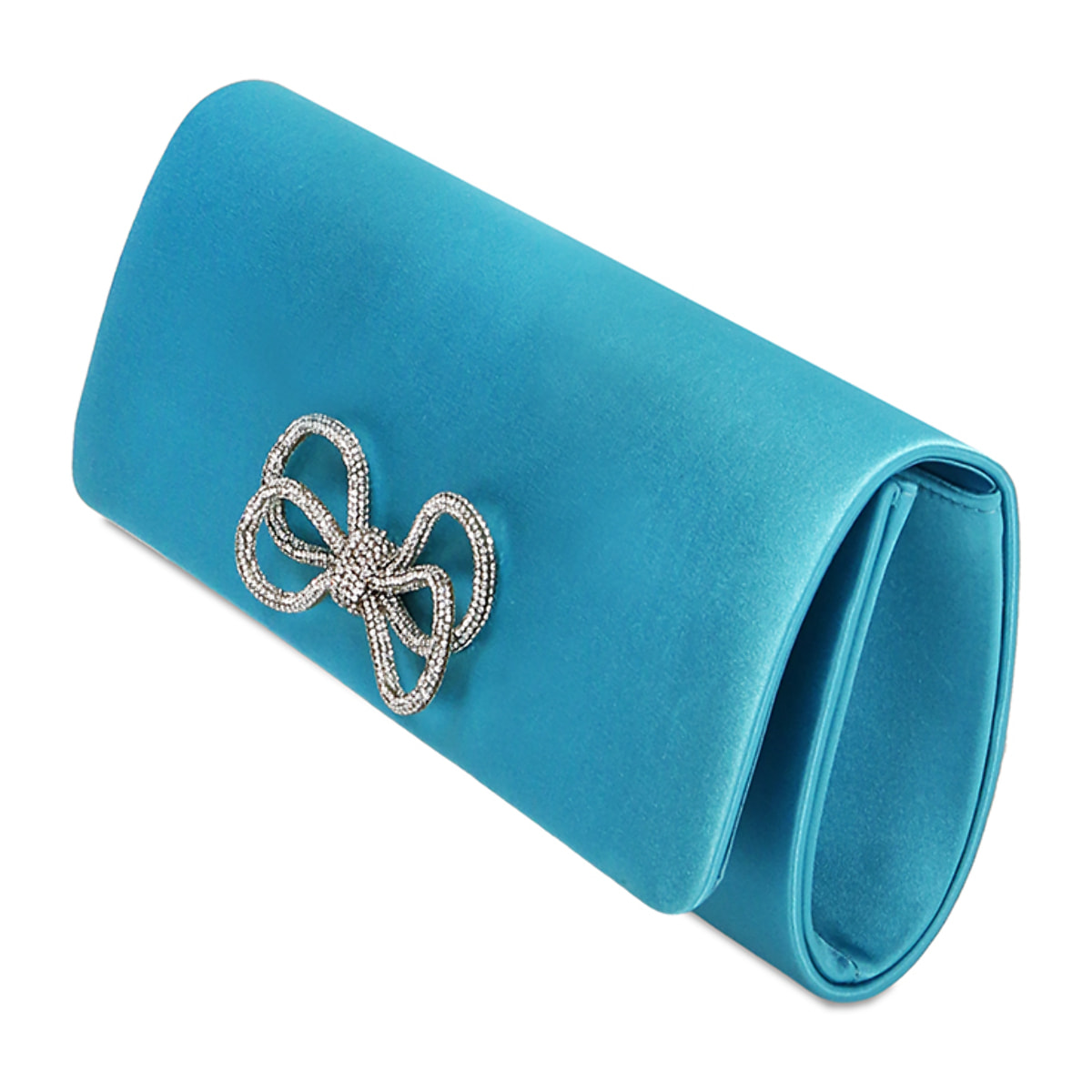 Pochette bow céleste en satin