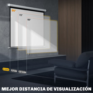 Pantalla Proyector de 84 Pulgadas Tela Proyector Manual Formato 4:3 4K Pantalla de Proyección Montaje en Pared o Techo para Cine en Casa Oficina Interior y Exterior Blanco