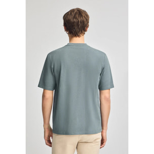 Camiseta gris piedra de algodón y lino con bordado Rigby Go