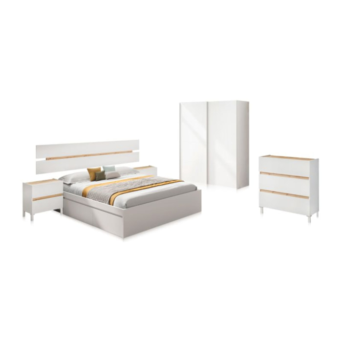 Dormitorio Ezra 3C Max Blanco Artik (Blanco Mate) - Roble Nodi