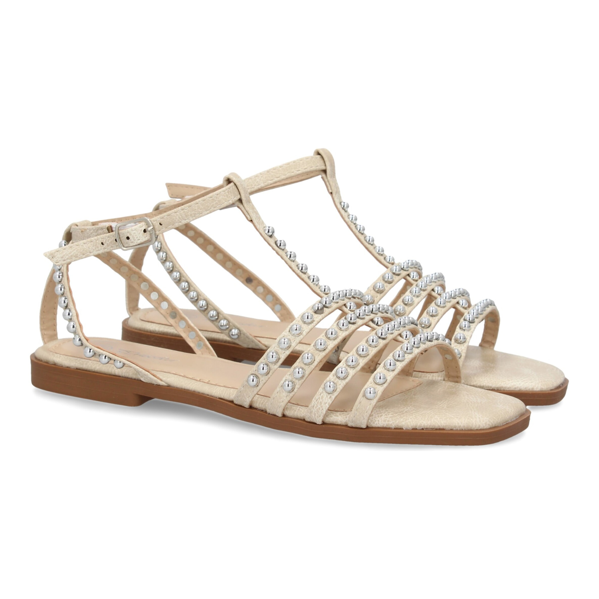 Sandalias planas de mujer, comodas y elegantes, diseño moderno con adornos brillantes