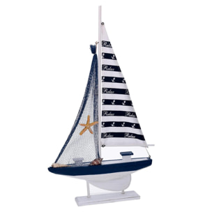 Barca in legno naturale e blu cm31x5,5h57