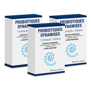 NUTRI EXPERT - Probiotiques Dynamisés - Favorise Equilibre De La Flore Intestinale -7 Milliards de Ferments Lactiques- 3 Souches Probiotiques - Fibres Prébiotiques - 30 Gélules - Sans Gluten - Lot de 3