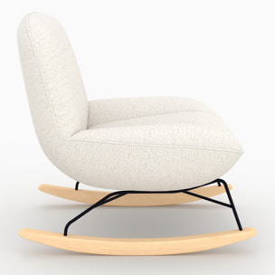 Rocking chair en tissu bouclette blanc cassé - Alvin